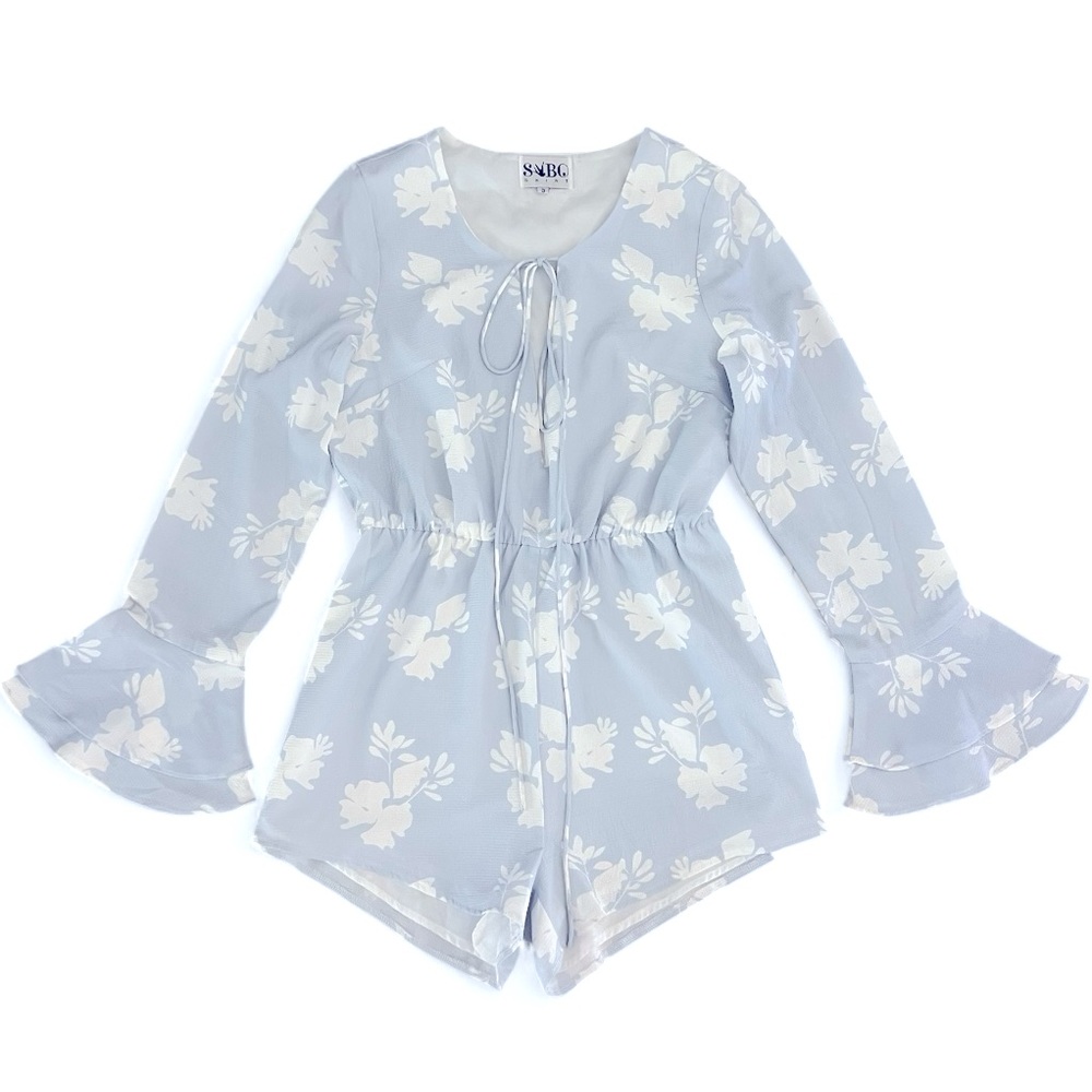 SABO Skirt Floral Bell Sleeve Romper Boho Feminine Whimsical Size Small